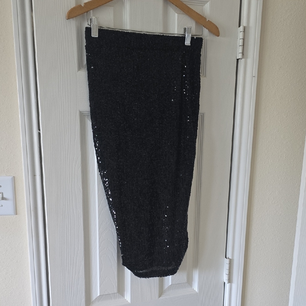 Rachel Zoe Dark Gray Sequin Pencil Skirt